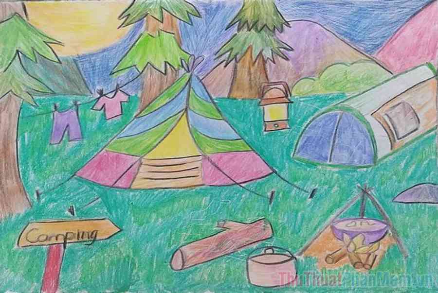 Tranh vẽ lều trại đẹp nhất